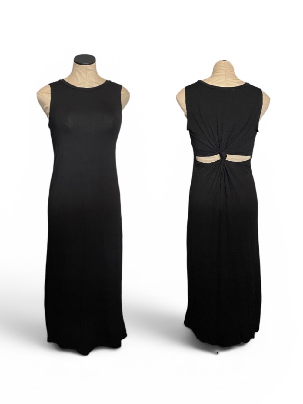 Sleeveless Black Twist-Back Maxi Dress